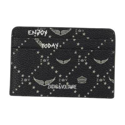 Zadig & Voltaire Pass Monogram Cardholder In Black