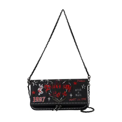 Zadig & Voltaire Chain Strap Flap Shoulder Bag In Black