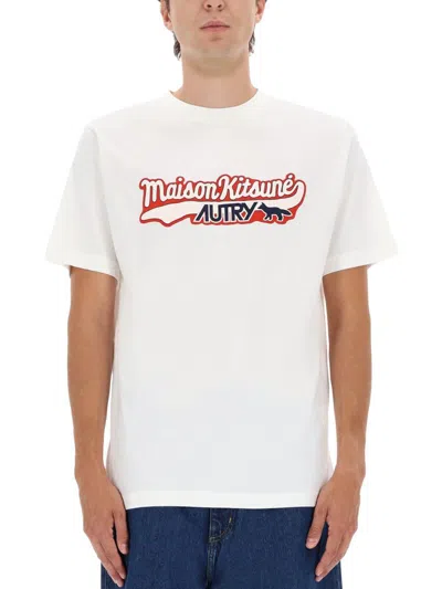 Autry X Maison Kitsune Logo T-shirt In White