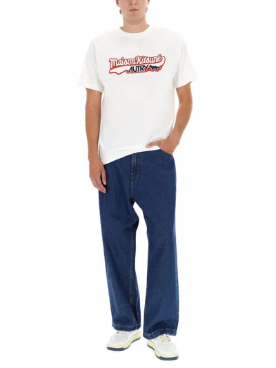 Autry X Maison Kitsune Logo T-shirt In White