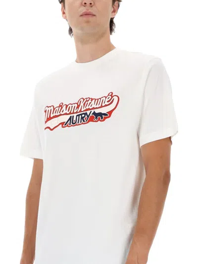 Autry X Maison Kitsune Logo T-shirt In White
