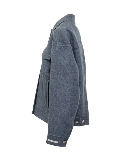 Sportmax Wool Jacket With Buttons In Blue