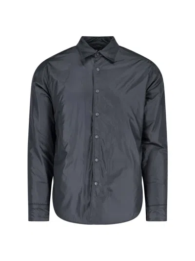 Aspesi Solid Grey Casual Shirt With Traditional Collar And Button-down Front In Blue