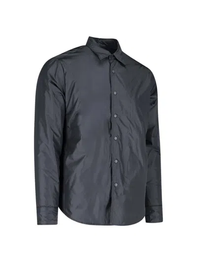 Aspesi Solid Grey Casual Shirt With Traditional Collar And Button-down Front In Blue
