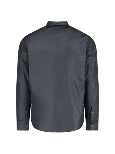 Aspesi Solid Grey Casual Shirt With Traditional Collar And Button-down Front In Blue