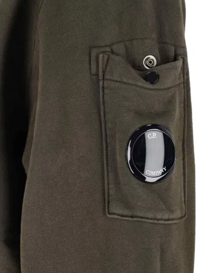 C.p. Company Hooded Long Sleeve Sweatshirt With Arm Pocket In Brown