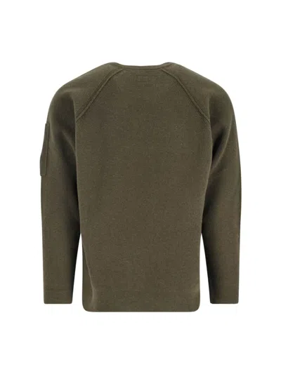 C.p. Company Cappero Crewneck Sweatshirt With Iconic Lens Detail In Green