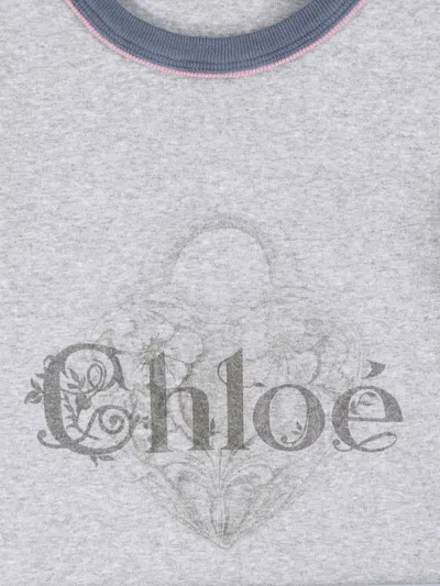 Chloé Baby Fit T-shirt With Logo In Cotton Jersey In Gray