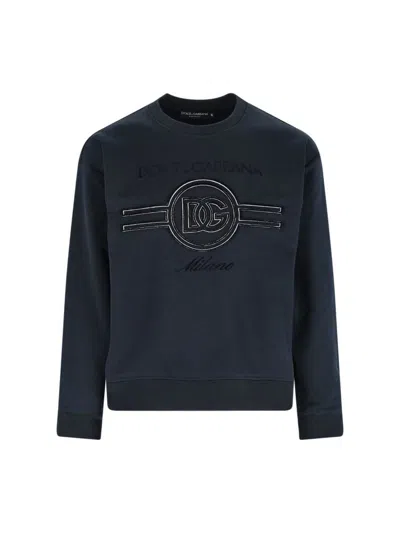 Dolce & Gabbana Sweatshirt With Embroidery In Blue