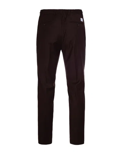 Manuel Ritz Slim Fit Trousers With Elastic Waistband And Drawstring In Brown