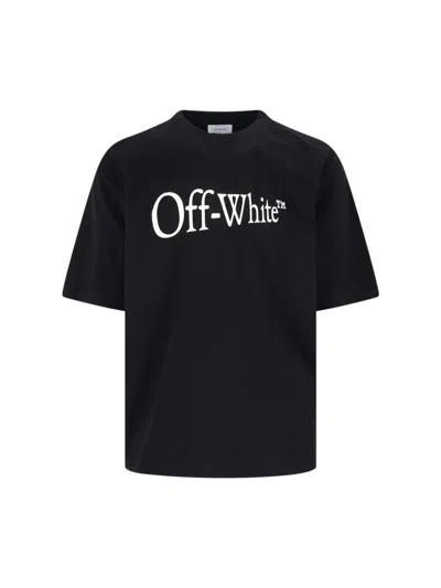 Off-white Oversized Black T-shirt With Contrasting Logo Print In Cotton