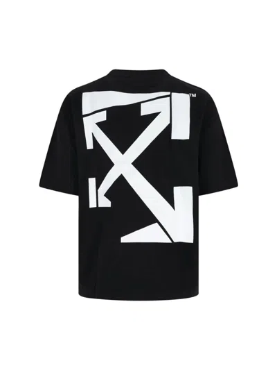 Off-white Oversized Black T-shirt With Contrasting Logo Print In Cotton