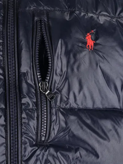 Polo Ralph Lauren Classic Black Bomber Jacket With Ribbed Trim And Structured Fit In Blue