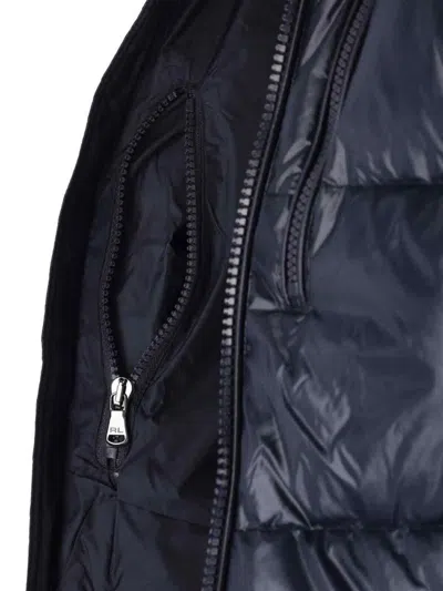 Polo Ralph Lauren Classic Black Bomber Jacket With Ribbed Trim And Structured Fit In Blue