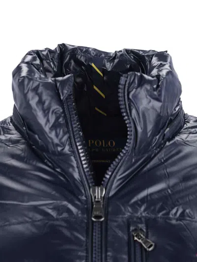 Polo Ralph Lauren Classic Black Bomber Jacket With Ribbed Trim And Structured Fit In Blue