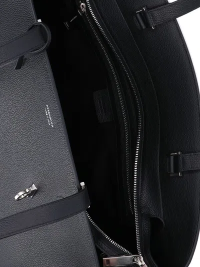 Ferragamo Hug Top-zip Leather Shoulder Bag In Black