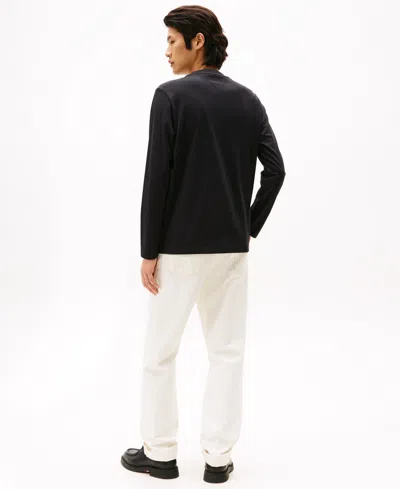 Tommy Hilfiger Men's Linear Flag Graphic Long Sleeves T-shirt In Black