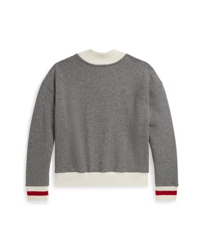 Polo Ralph Lauren Girls 7-16 Flag Mock Neck Sweatshirt In Gray