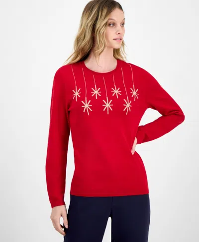 Nautica Jeans Women's Cotton Hanging Snowflake Sweater