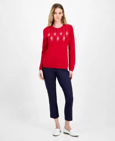 Nautica Jeans Women's Cotton Hanging Snowflake Sweater