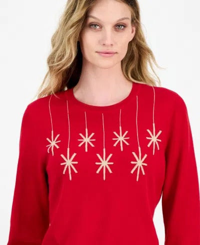 Nautica Jeans Women's Cotton Hanging Snowflake Sweater