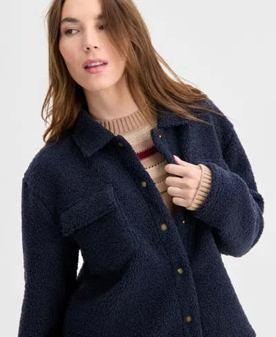 Nautica Jeans Women's Fleece Cropped Trucker Jacket In Black