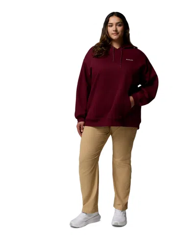 Columbia Plus Size Aldermore Kangaroo Pocket Hoodie In Burgundy