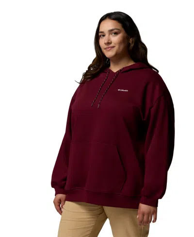 Columbia Plus Size Aldermore Kangaroo Pocket Hoodie In Burgundy