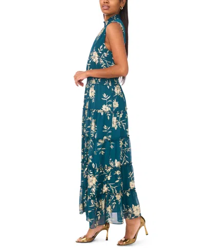 Msk Petite Mock Neck Sleeveless Maxi Dress In Blue