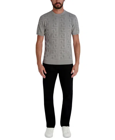 Karl Lagerfeld Men's Jacquard Patterned Crewneck Sweater In Gray