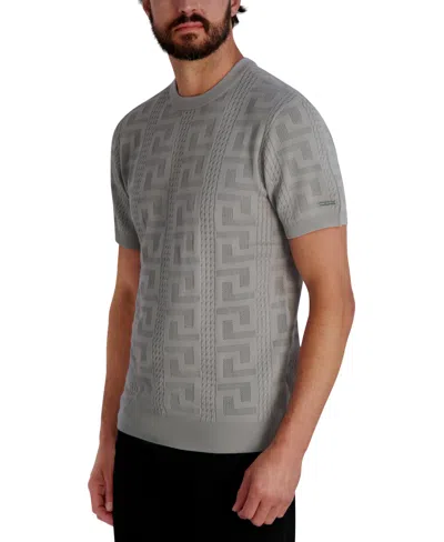 Karl Lagerfeld Men's Jacquard Patterned Crewneck Sweater In Gray