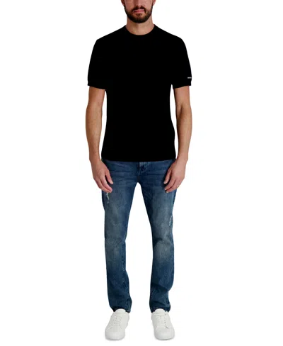 Karl Lagerfeld Men's Jacquard Patterned Crewneck Sweater In Black