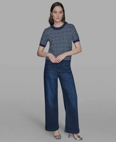 Karl Lagerfeld Short Sleeve Sweater In Blue