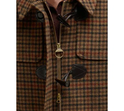 Barbour Melody Houndstooth Check Wool Blend Duffle Coat In Brown