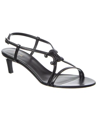 Celine Triomphe Leather Sandal In Black