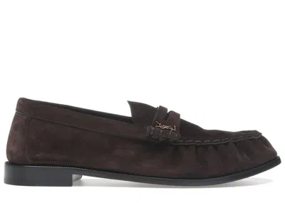 Pre-owned Saint Laurent Men's  Le Loafer Supple Sneakers In Dark Brown