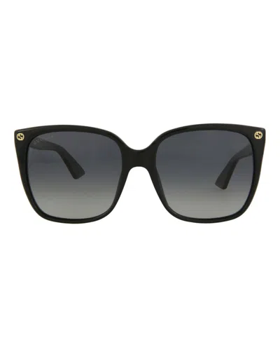 Pre-owned Gucci Women's  Squareframe Acetate Sunglasses In Black Black Grey (gg0022s/30000969/007)