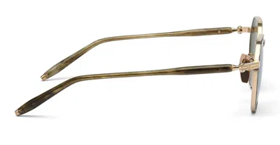 Akoni Themis - Brushed 12k Gold / Green Tortoise Swirl Sunglasses In Green