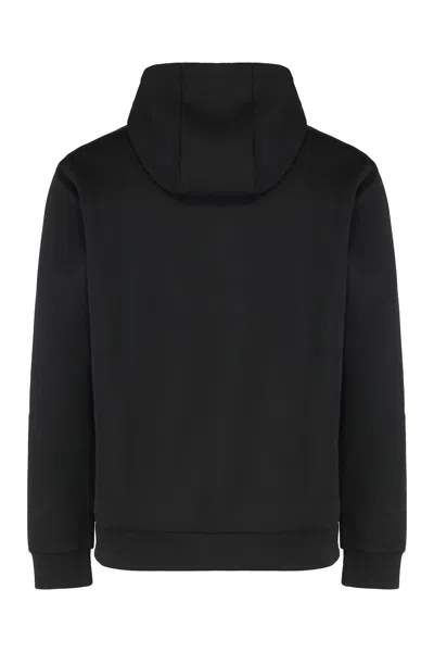 Ea7 Emporio Armani Technical Fabric Hoodie In Black