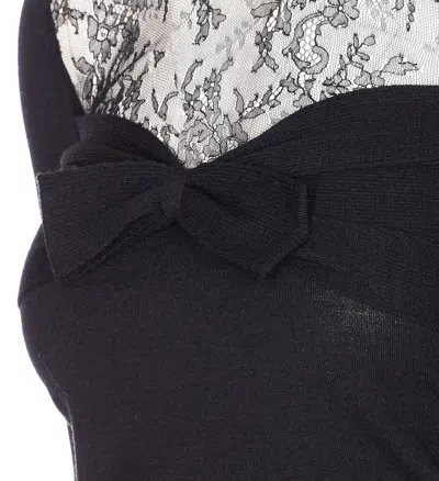 Valentino Knitwear With Bow And Sheer Panel In Black