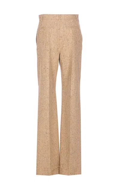 Valentino Pantalone A Palazzo In Lana Sabbia Melangé Donna In Multi