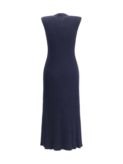 Sa Su Phi Ribbed Cashmere Silk Sleeveless Long Dress In Blue