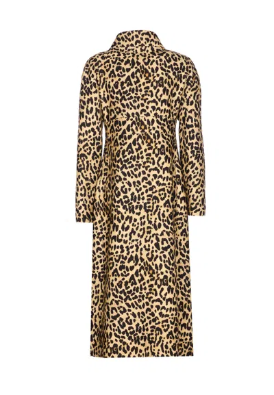 Valentino Leopard Print Double Breasted Coat With Belt In Brown