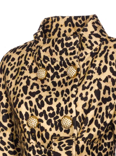 Valentino Leopard Print Double Breasted Coat With Belt In Brown