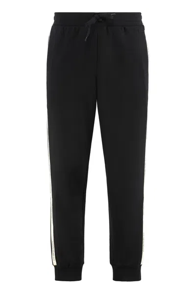 Ea7 Emporio Armani Track Pants In Cotton In Black