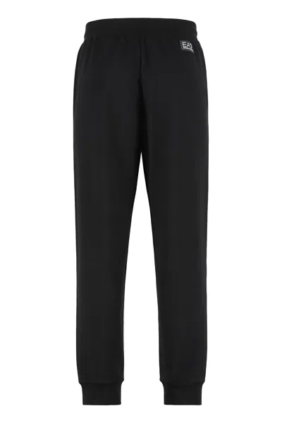 Ea7 Emporio Armani Track Pants In Cotton In Black