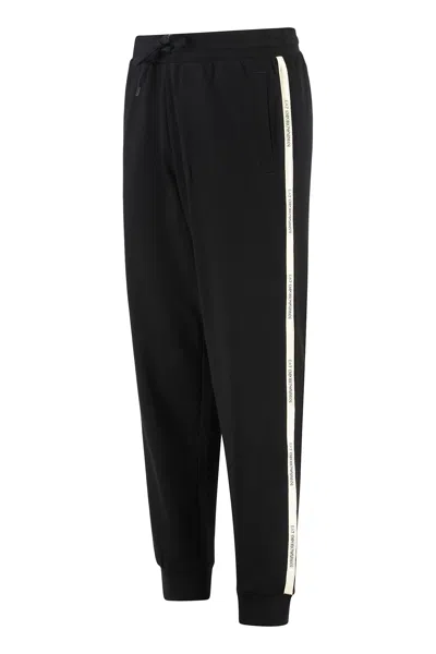 Ea7 Emporio Armani Track Pants In Cotton In Black