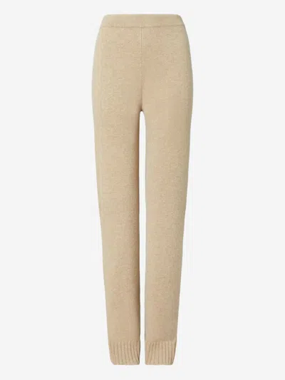 Tory Burch Wool Knitted Trousers In Neutral