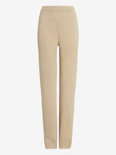 Tory Burch Wool Knitted Trousers In Neutral