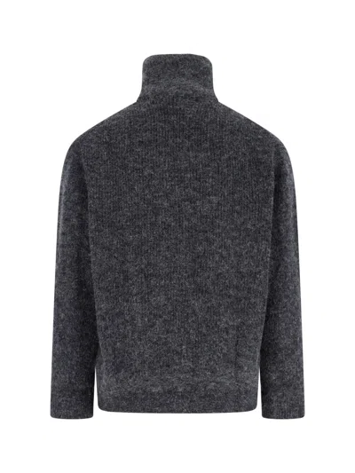 Paul Smith Textured Knit Sweater With Round Neckline In Timeless Grey In Black